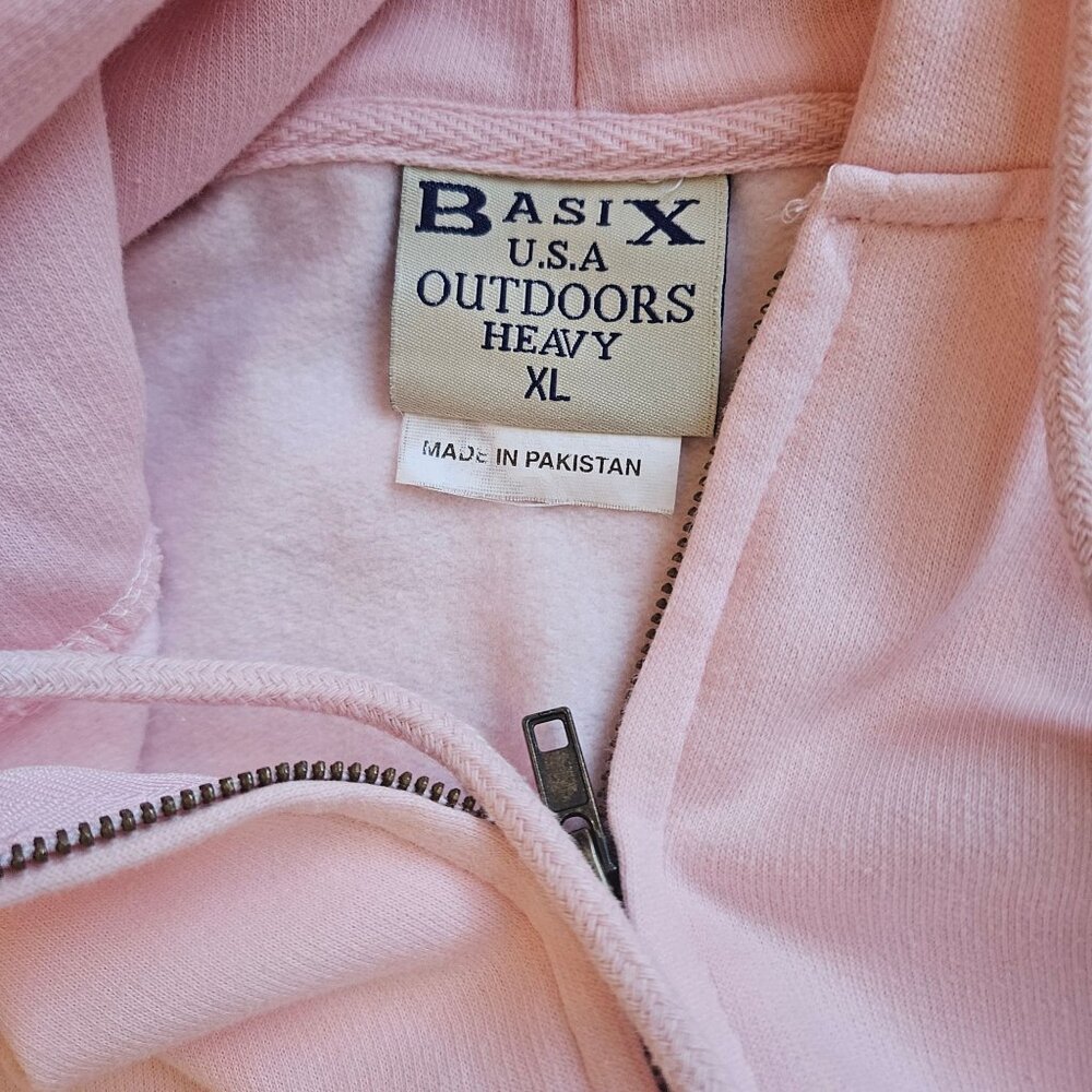 Basix Vintage Tybee Island GA Surf 2008 Pink Hoodie Zip-Up Sweatshirt XL - Picture 3 of 5
